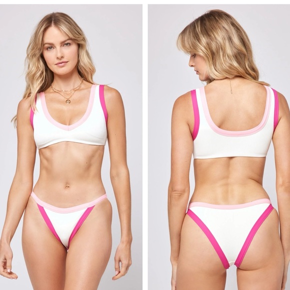 L*Space Ribbed Cream & Pink Bikini Set, NWT - Picture 2 of 16